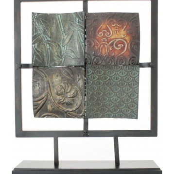 Quincy 21" 4-Panel Metallic Home Decorative Art