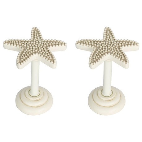 Starfish Drapery Holdback Medallion, Ivory, Set of 2