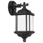 Generation Lighting Collection - Kent 1-Light Outdoor Wall Lantern, Oxford Bronze - The Sea Gull Lighting Kent one light outdoor wall fixture in oxford bronze is an ENERGY STAR qualified lighting fixture that uses fluorescent bulbs to save you both time and money. Kent outdoor lighting fixtures by Sea Gull Lighting are crafted in die-cast aluminum for added durability to withstand harsh weather conditions. The traditional styling inspired by antique gas lanterns is offered in either Oxford Bronze with Clear Seeded glass, Black finish with Clear Beveled glass, and both finishes with Satin Etched glass. The assortment includes small and large one-light outdoor wall lanterns (with a flat bottom), as well as an additional design of small and large one-light outdoor wall lanterns (with finial on top and bottom) which can be mounted up or down, a one-light outdoor semi-flush convertible pendant and a one-light outdoor post lantern. Both incandescent lamping and ENERGY STAR-qualified LED lamping (for those fixtures with the Satin Etched glass) are available for most of the fixtures, and some can easily convert to LED by purchasing LED replacement lamps sold separately.