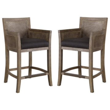 Home Square 27" Counter Stool in Dark Gray and Sandstone - Set of 2