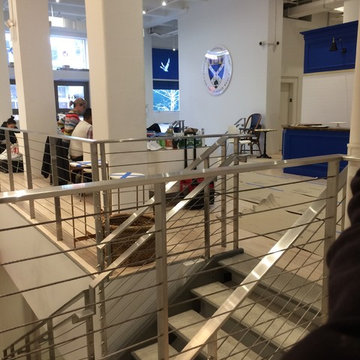 Glasgow Caledonian University NY , Stainless cable rail basement stair + rails