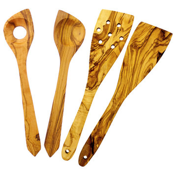 French Home Olive Wood 4-Piece Kitchen Utensil Set