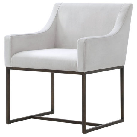 Modrest Elijah, Beige and Copper Antique Brass Dining Chair