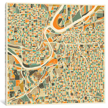 "Abstract City Map of Kansas City" by Jazzberry Blue, 18x18x1.5