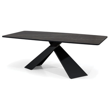 VIOLA Dining Table, Black Marble/Graphite