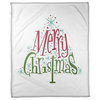 Midcentury Modern Merry Christmas Fleece Blanket, 50"x60"