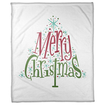 Midcentury Modern Merry Christmas Fleece Blanket, 50"x60"