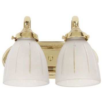 Two Light Traditional Cast Brass Bath Sconce, Pewter