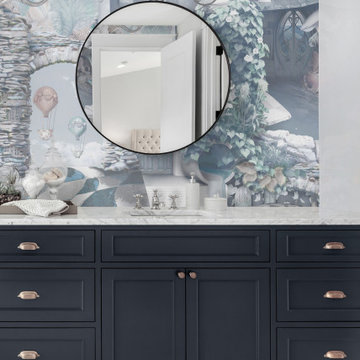Mist, Grey, White, Navy tones - Fantasy Surrealist Bathroom Wallpaper Mural