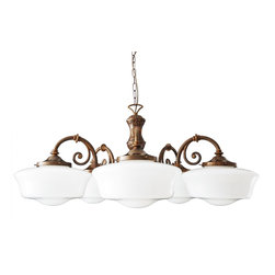 CLONES FIVE-ARM 1920'S SCHOOLHOUSE CHANDELIER - Chandeliers
