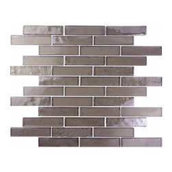 Abolos - Landscape 12"x12" Textured Glass Linear Mosaic Tile,Bronze - Mosaic Tile