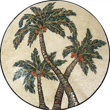 Medallion Mosaic Art, Intertwining Palms, 24"x24"