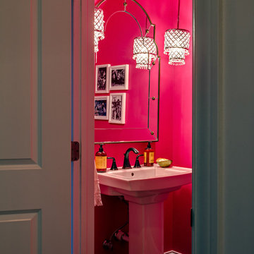 Powder Room - Hot Pink with Mini-Chandeliers