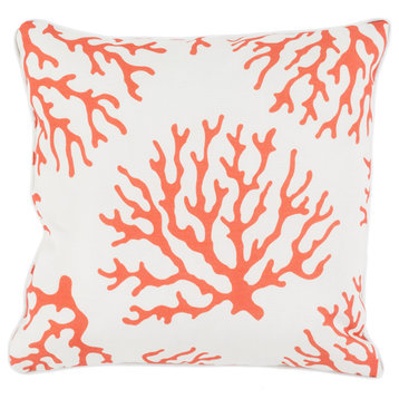 Coral Pillow, Burnt Orange/Ivory, 16"x16", Cover Only