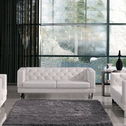 Aida White Faux Leather Sofa Set - $2351.80 - Living Room Furniture Sets