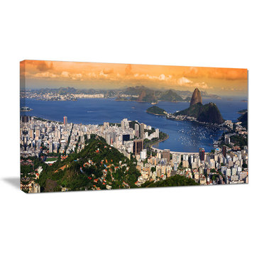 Rio Landscape Panorama, Landscape Canvas Art Print, 40x20