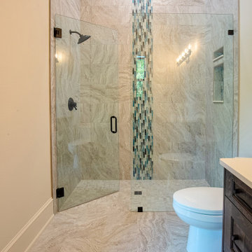 Transitional Bathroom with Glass‑Enclosed Shower