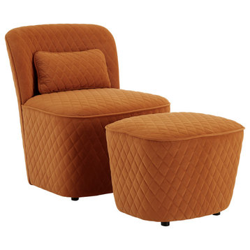 Stevenson Orange Fabric Chair and Ottoman