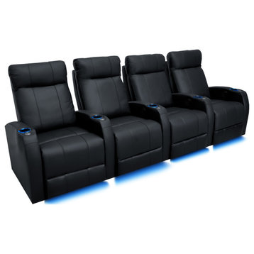 Valencia Syracuse Top Grain Genuine Leather Home Theater Seating - Black