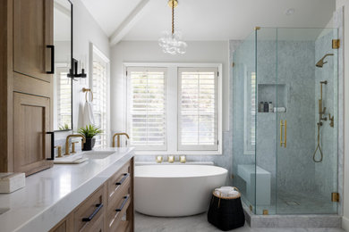 Example of a transitional bathroom design in Orange County
