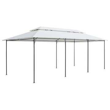 vidaXL Gazebo Patio Pavilion Canopy Party Tent Sunshade with Vented Roof White