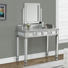 Vanity, 36"L, Brushed Silver and Mirror With 2 Drawers
