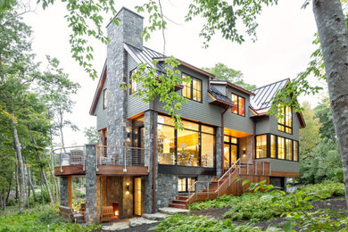 Inspiration for a transitional exterior home remodel in Portland Maine