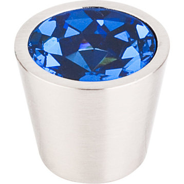 Blue Crystal Center Knob with Brushed Satin Nickel Shell (TKTK132BSN)