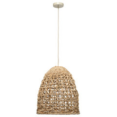 20 W 4-Light Natural Jute Rope Woven Globe Pendant Light With Brown Canopy  - Beach Style - Pendant Lighting - by True Fine LLC