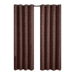 Royal Tradition - Fiorela 2PC Jacquard Grommet Curtains, Brown, 54"x84", Single - Curtains