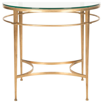 Liza Round Antique Gold Glass Side Table