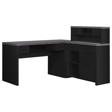 Computer Desk Home Office Corner L Shape Work Laptop Laminate Black