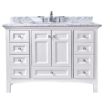 Luz 42" Single Bathroom Vanity in White with Italian Carrara Marble Top