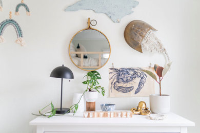 Example of a beach style bedroom design in Other