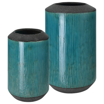 Uttermost Maui Aqua Blue Vases, Set of 2