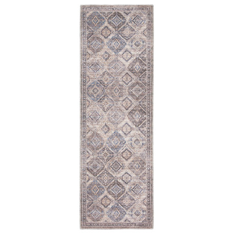 Nicole Curtis Nc Series 1 2' x 6' Ivory/Latte Machine Washable Area Rugs