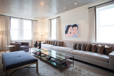 Example of a trendy living room design in New York
