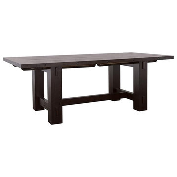 Coaster Calandra Farmhouse Wood Rectangle Dining Table with Extension Leaf Brown