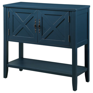 TATEUS  35" Rustic Charm Farmhouse Console Table for Storage and Display, Navy Blue