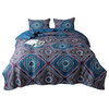 Bohemian Native Rustic Navy Blue Geometric Diamond Bedspread Set, Twin