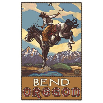 Paul A. Lanquist Bend Oregon Bucking Horse Cowboy Art Print, 12"x18"