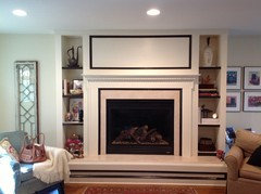 What would fit well in this short space over the mantel?