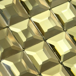 Glossy Golden 3D Modern Square Glass Mosaic Tiles - Home Accessories & Decor