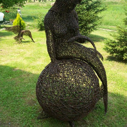 Mermaid sitting on ball - Outdoor Decor
