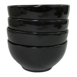 Le Souk Ceramique - Le Souk Ceramique Stoneware Soup/Cereal Bowls, Set of 4, Black - Dining Bowls