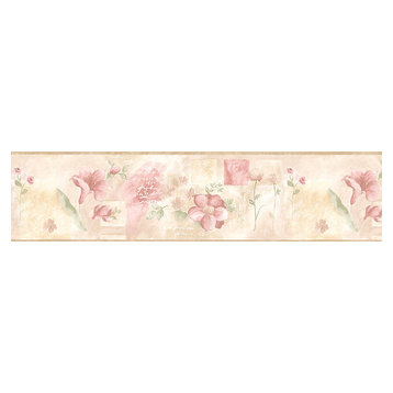 Modern Lily Design Pink Neutrals & Charcoal 48S Wallpaper Border 