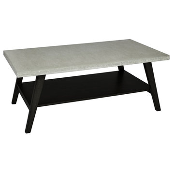 Bowery Hill Transitional Wooden Rectangular Cocktail Table in Gray/Black Finish
