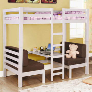 Twin Over Twin Convertible Loft Bed in White