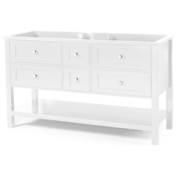 Lily Contemporary 60" Wood Bathroom Vanity, Counter Top Not Included, White