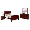 Bella Esprit 4-piece Traditional Solid Wood Full Sleigh Bedroom Set in Cherry